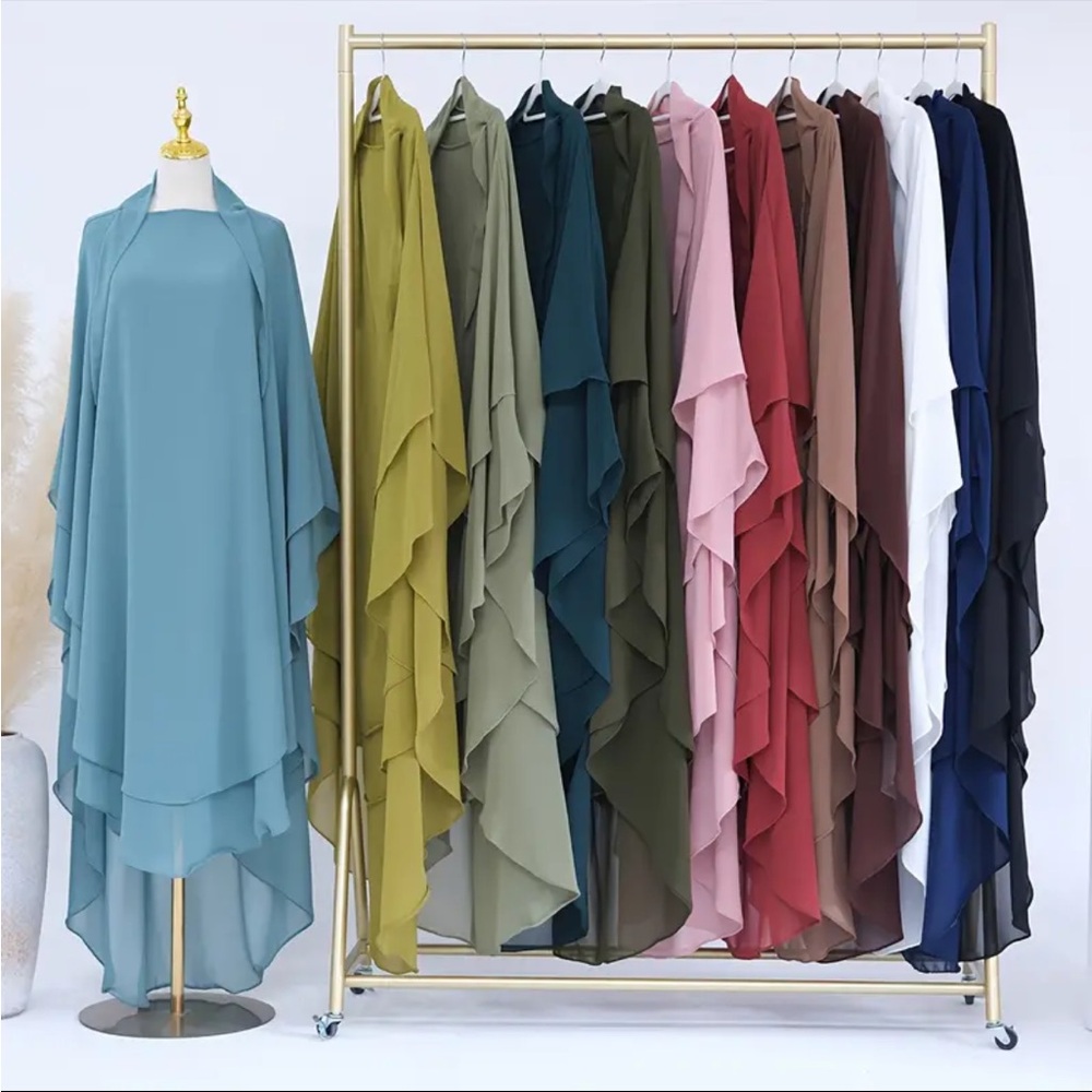 Two long layers khimar😍niqab jilbab scarf abaya hijab Muslim prayer arab
